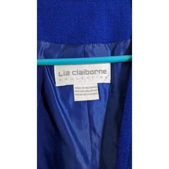 Blue Blazer Size 10 Vintage Rayon Single Button Blazer Liz Claiborne - Picture 5 of 12